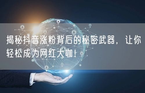 揭秘抖音涨粉背后的秘密武器,让你轻松成为网红大咖!