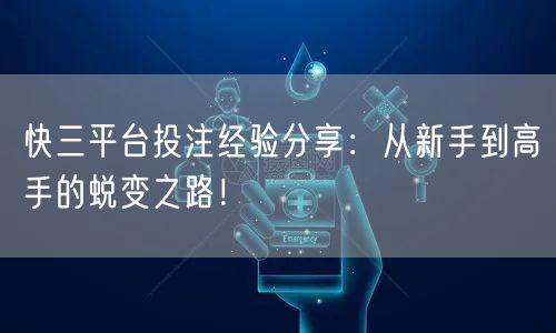 快三平台投注经验分享：从新手到高手的蜕变之路！
